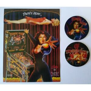 Theatre Of Magic Pinball FLYER & 2 Promos Plastic Coasters Original Vintage 1995